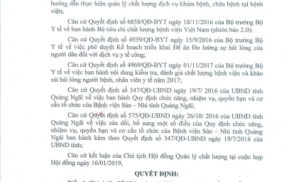 Quyết định V/v thành lập tổ khảo sát sự hài lòng người bệnh